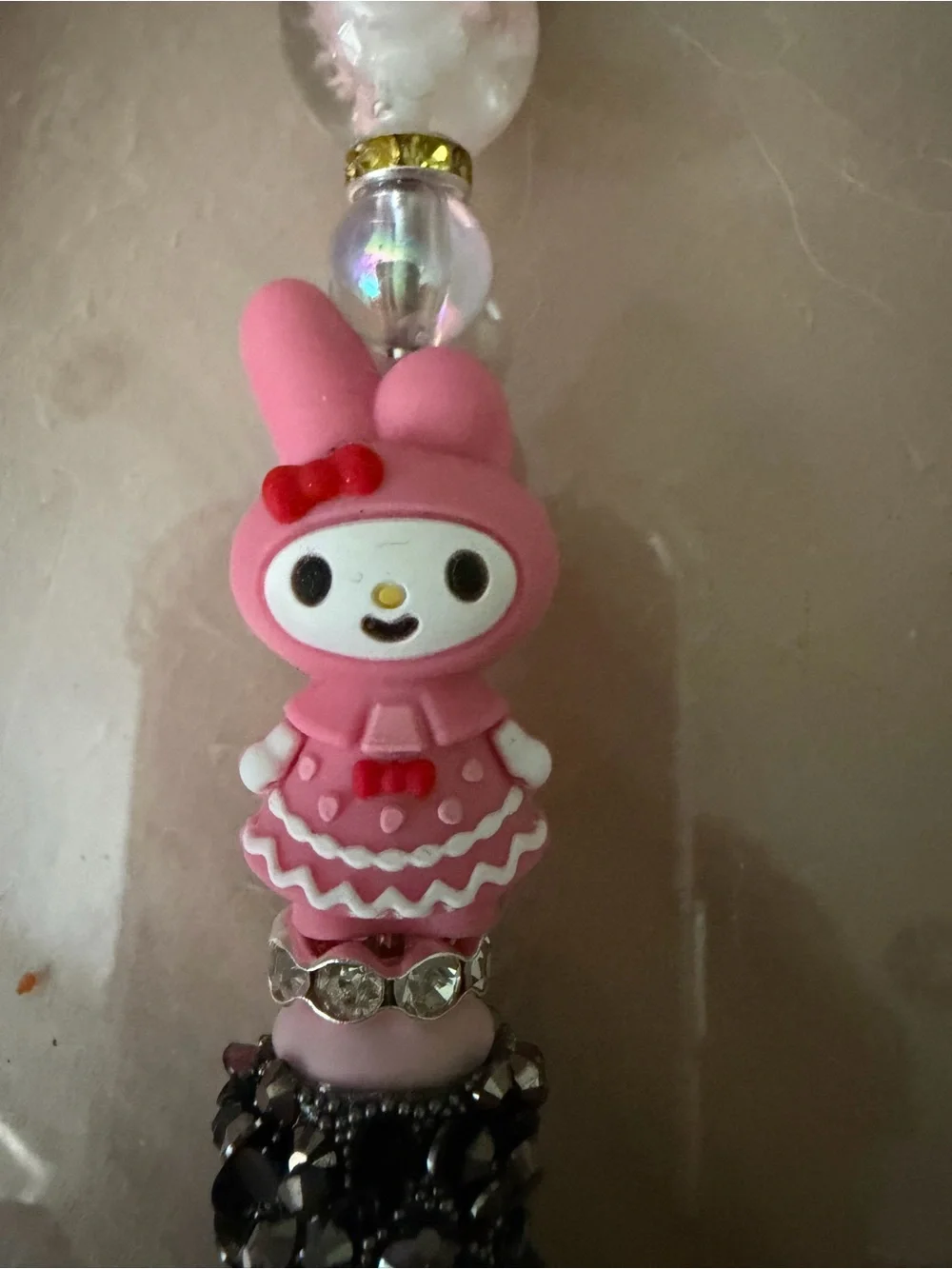 Sanrio My Melody & Kuromi Pink and Black beaded pen